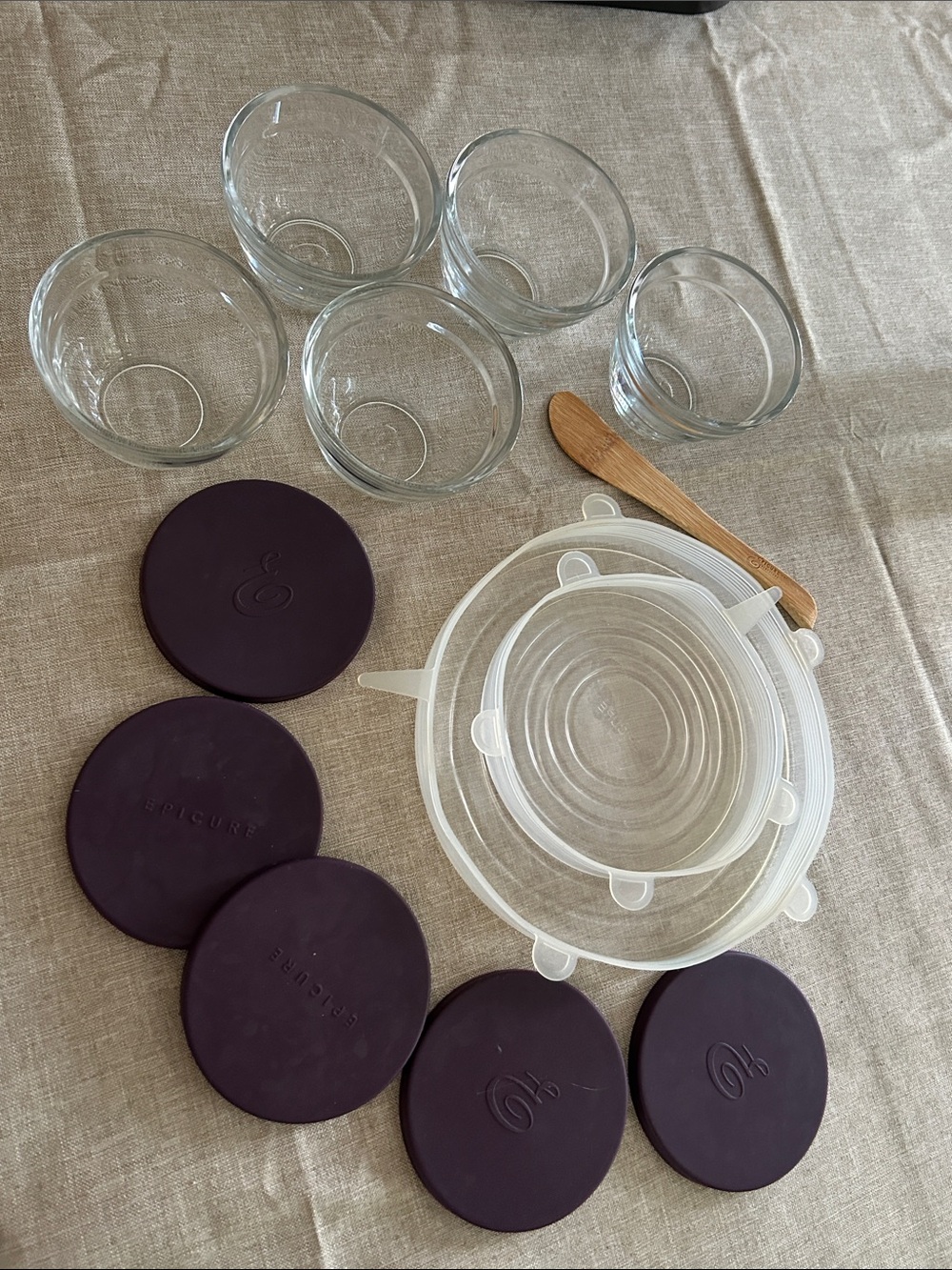 Epicure Glass Food Storage Set with Deep Purple Silicone Lids